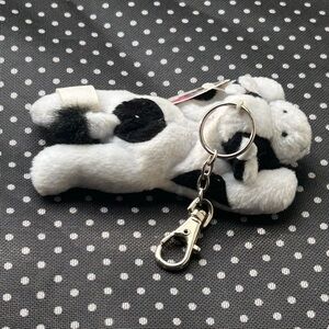 Bean Bag Friends Black and White Plush Cow Keychain Backpack Clip